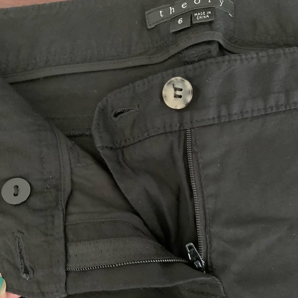 Theory Linen Blend Black Cropped Pants, Size 6 - Picture 6 of 10